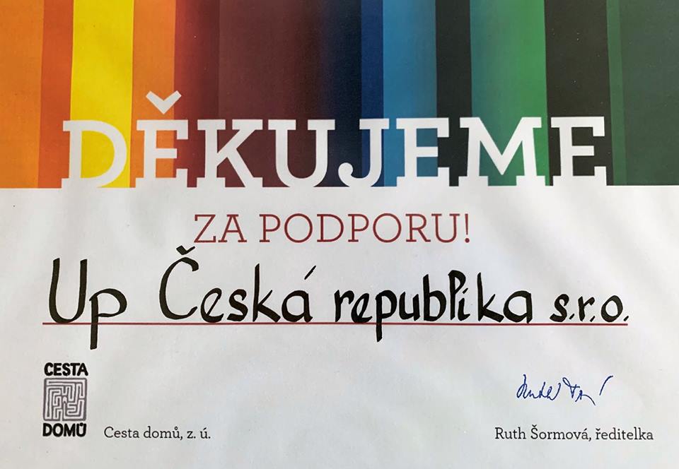 Děkovný certifikát pro Up ČR